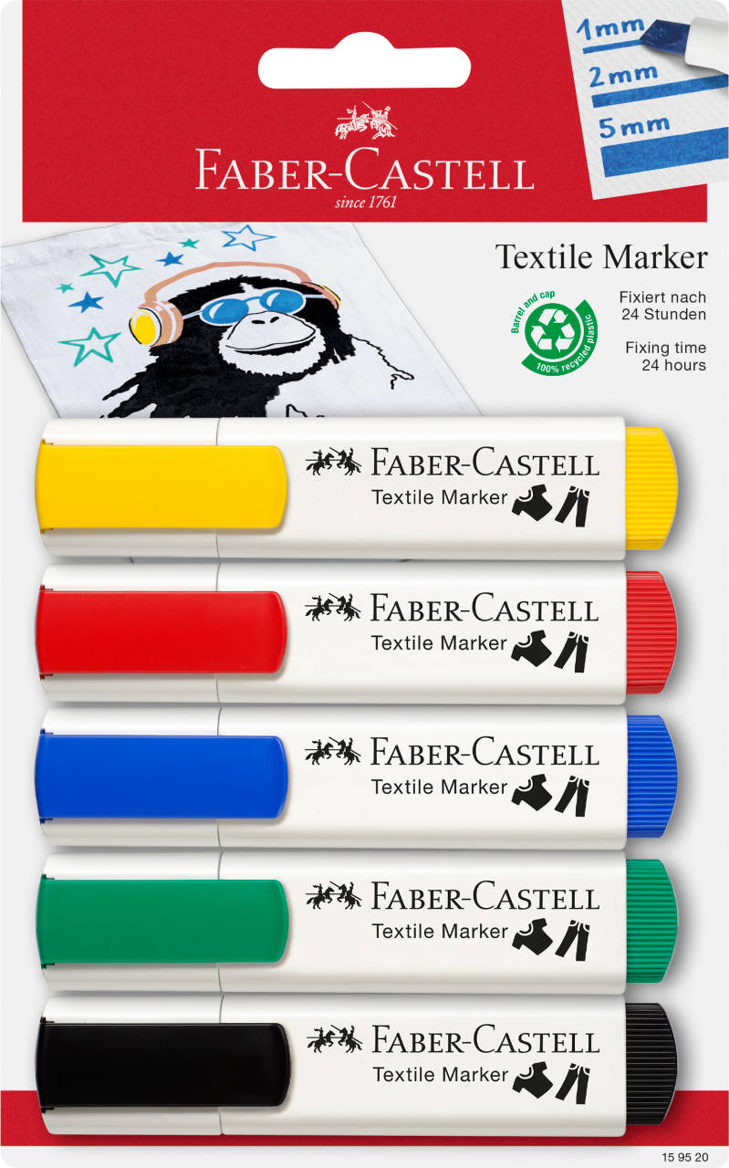 Textile Marker, 5 colours