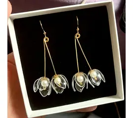 Upcycle with Jing - Upcycled Clear Double-Lily Drop Earrings