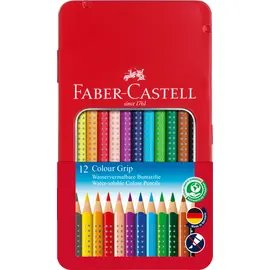 Faber-Castell - Crayon de couleur Colour Grip étui métal 12 pièces