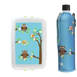 Dora - Schulset mit Eulen Flasche und Lunchbox