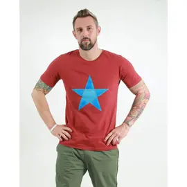 T-Shirt Herren - Origami Star - burning red