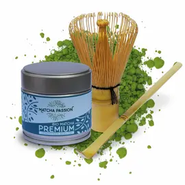Bio Matcha Premium 30g Dose | vegan mit Bambusbesen & Löffel