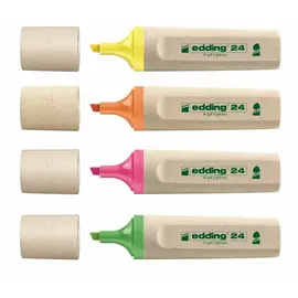 edding 24 EcoLine Surligneurs de texte - jeu de 4 (jaune, orange, rose, vert clair)