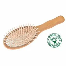 Hairbrush oval with wooden knobs